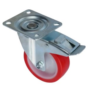 SPpb 42 - Полиуретановое колесо 100 мм (площадка, поворотн, тормоз, обод PP, двойной шарикоподш.)